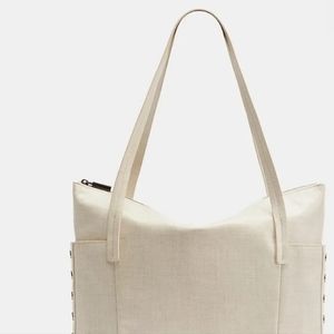Hammitt Addie Large Leather Tote Semolina Cream Ivory